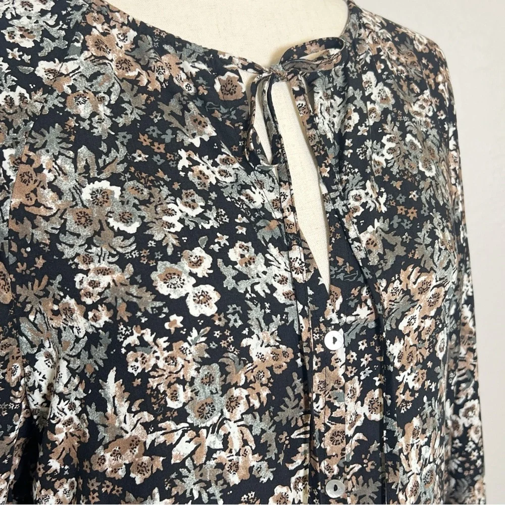 •MIA JOY• Long Sleeve Button Front High Low Midi Dress in‎ Black Floral Size S